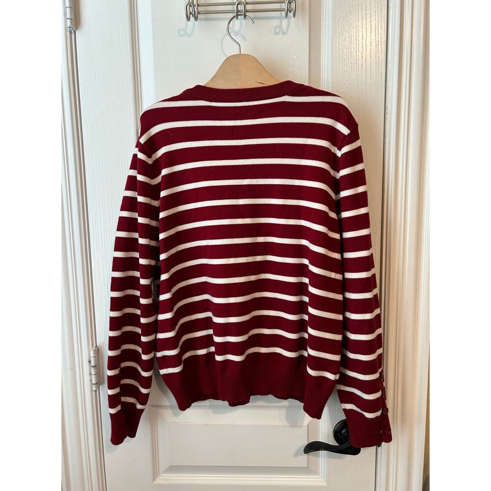 Maroon and White Striped Top and Skirt Set Stretchy Soft XL - Picture 4 of 5